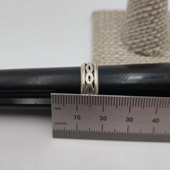 Size 8.75 Sterling Silver Tarnished Woven Pattern Ring A1875 - Picture 6 of 7